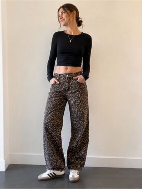 JJXX Leopard Print Wide Leg Jeans